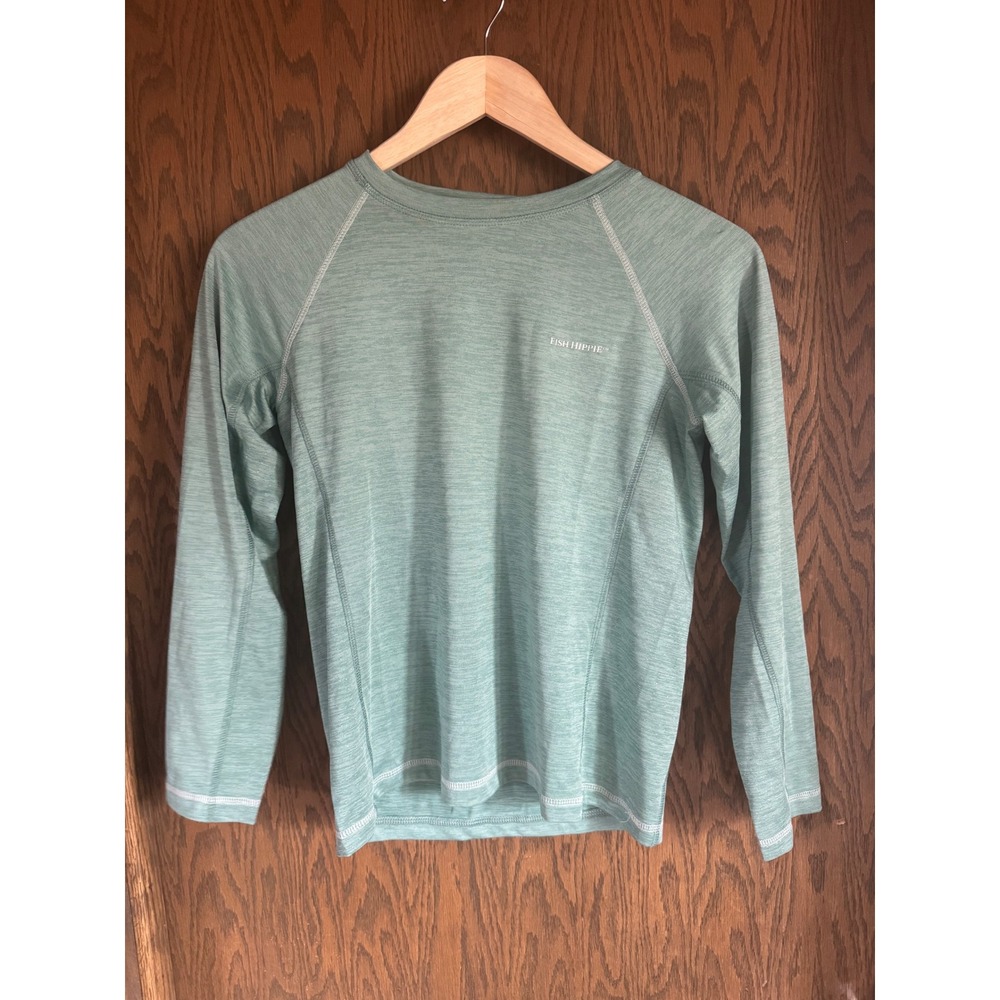Fish Hippie Kids Youth Long‎ Sleeve Crewneck Performance Shirt Bermuda Green LRG
